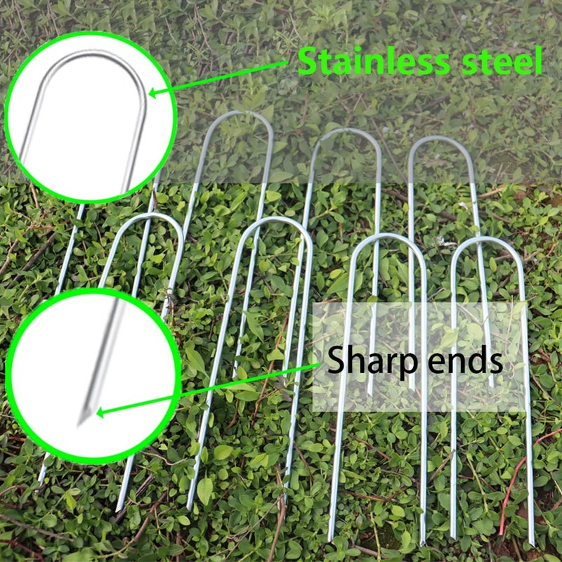 Zaijmlwwn Heavy Duty Trampoline Stakes Anchors High Wind Stakes U- Shaped Sharp Ends Ground Anchor Galvanized Steel 11.8inch Safety Stakes for Soccer, Tents and Garden Decorations - Image 4